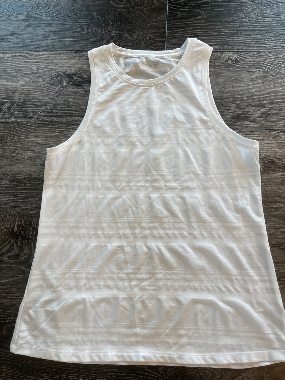 Zyia Active USA White Striped Crewneck Athletic Top